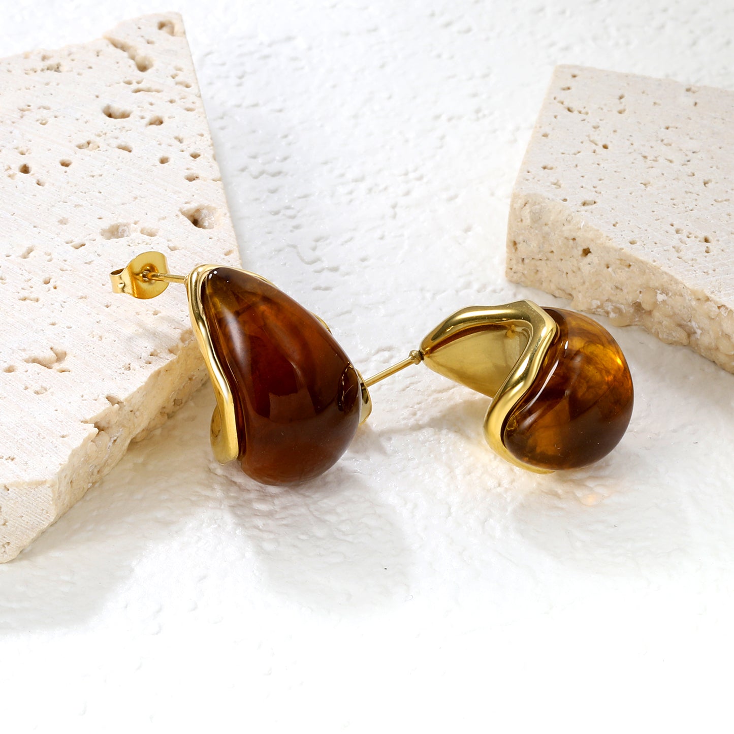 Brown Enamel Earrings