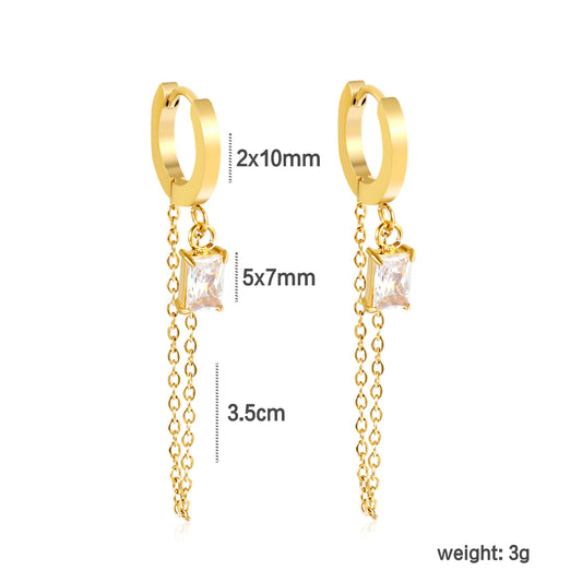 Hoop & Dangling Chain Earrings