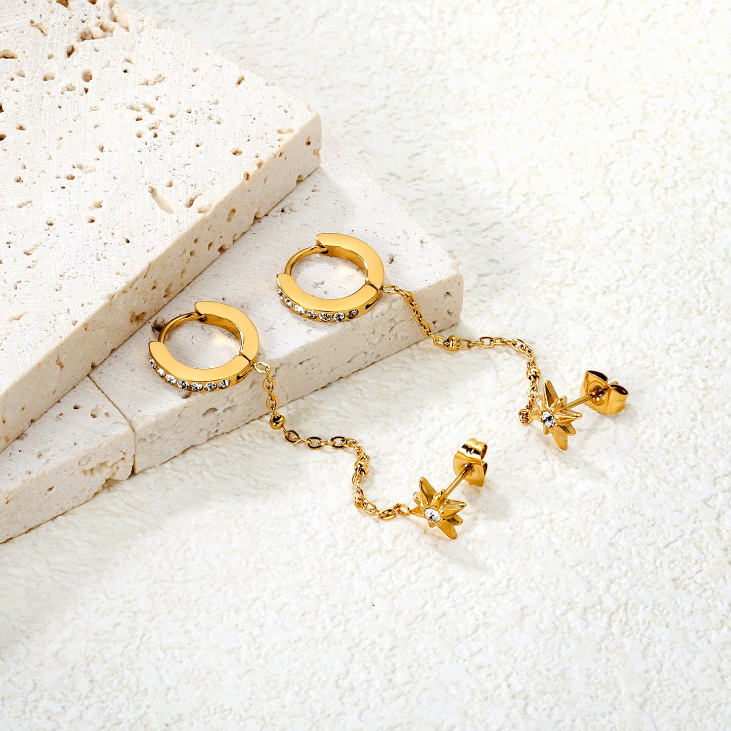 Star Dangling Chain Earrings