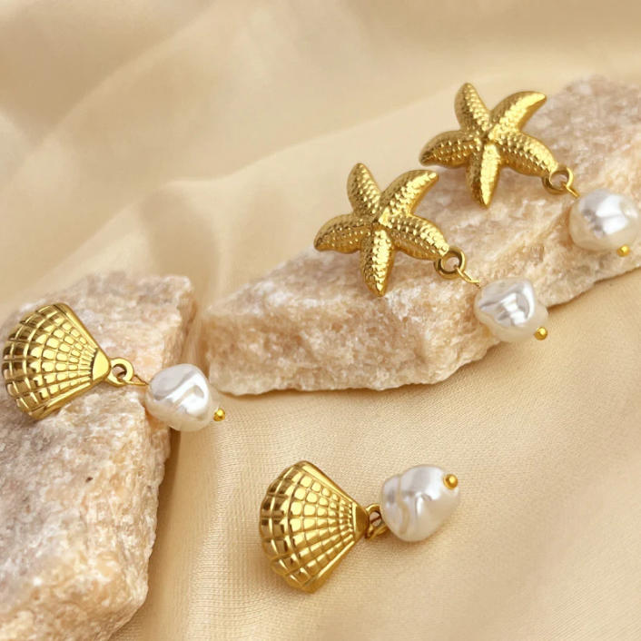 StarFish Pearl Earrings