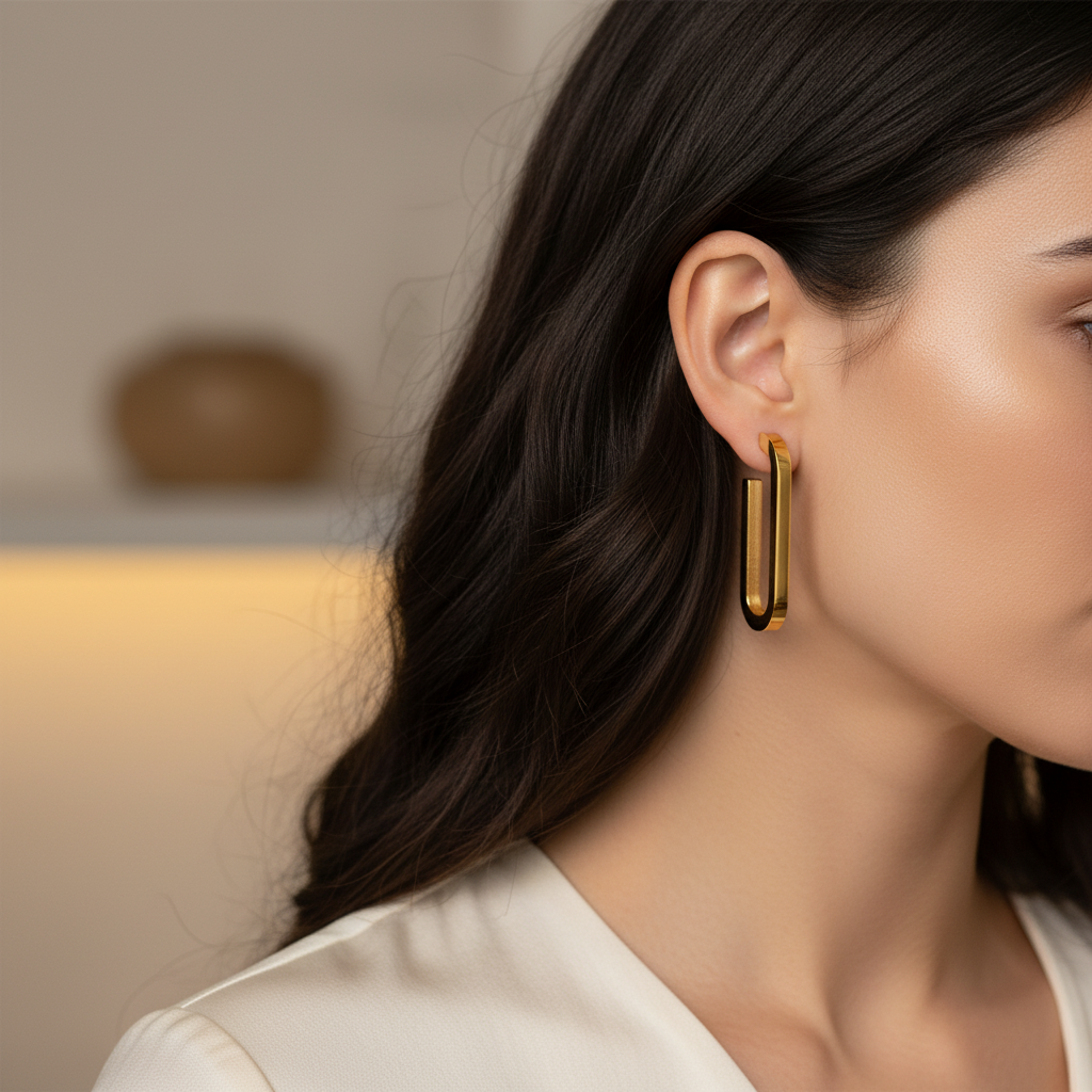 U-Shaped Golden Hoop Earrings