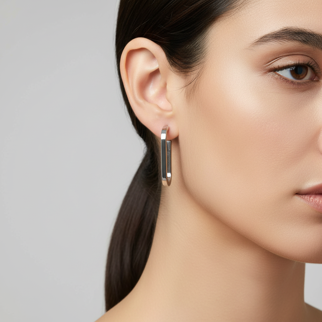U-Shaped Silver Hoop Earrings
