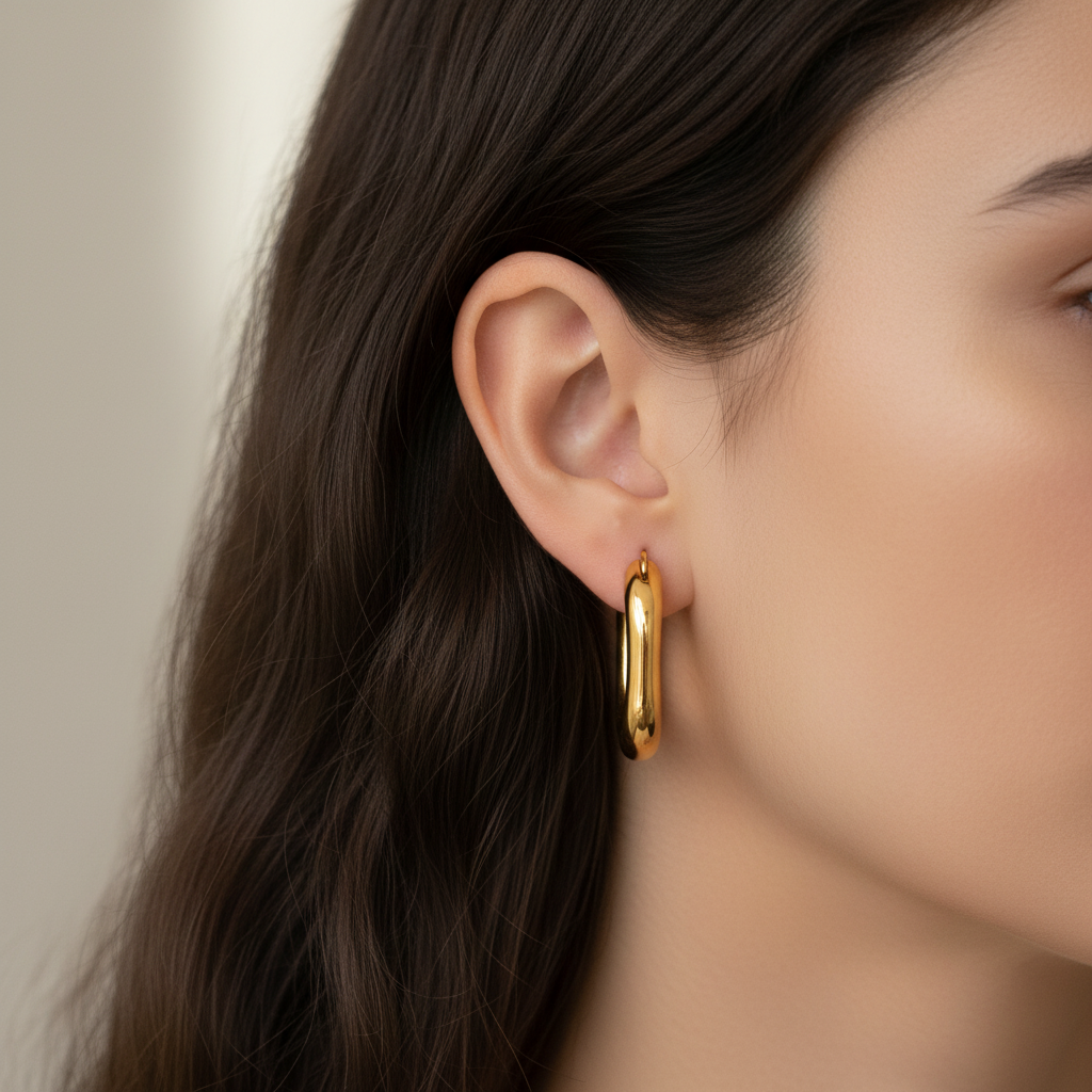 Plain Oval Hoop Earrings