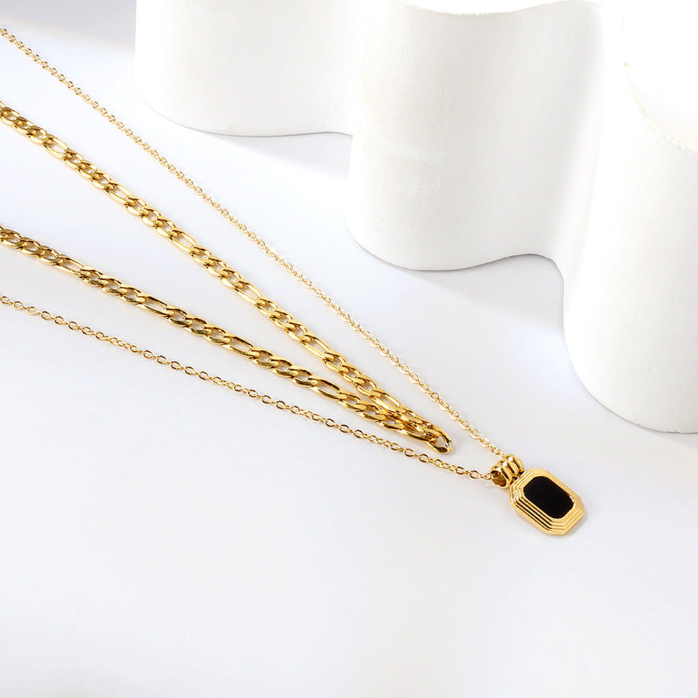 Black Stone layered Necklace