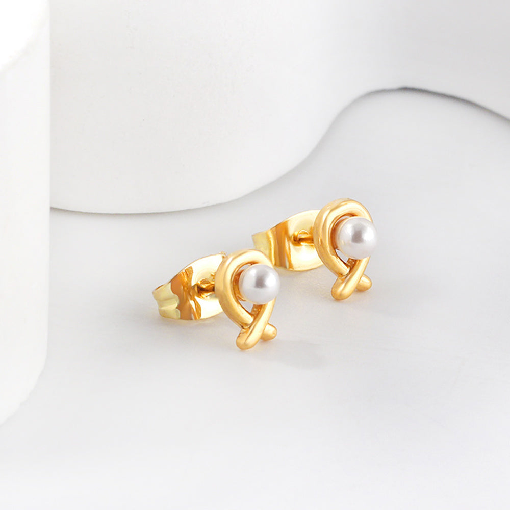 Pearl Cross Stud Earrings