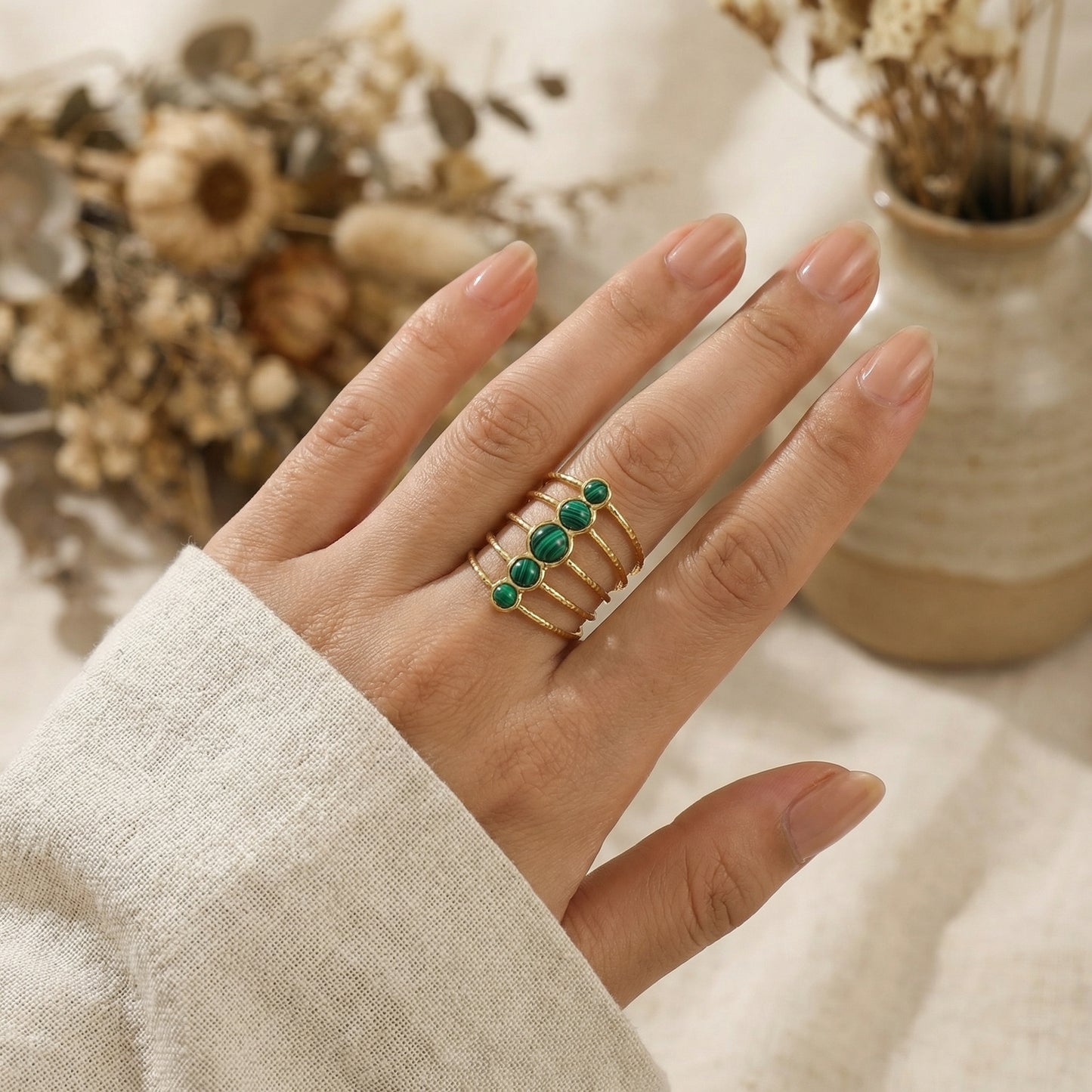 Emerald Cascade Ring