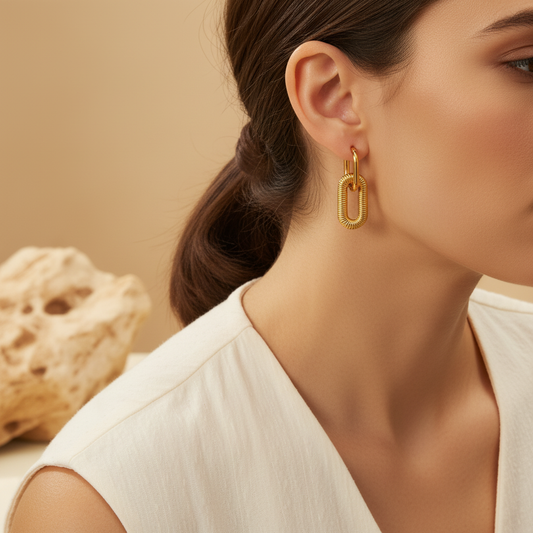 Gold Plated Coil Drop Earrings
