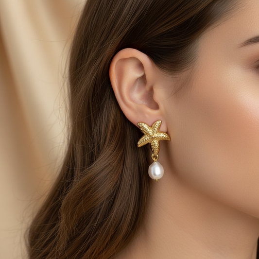 StarFish Pearl Earrings