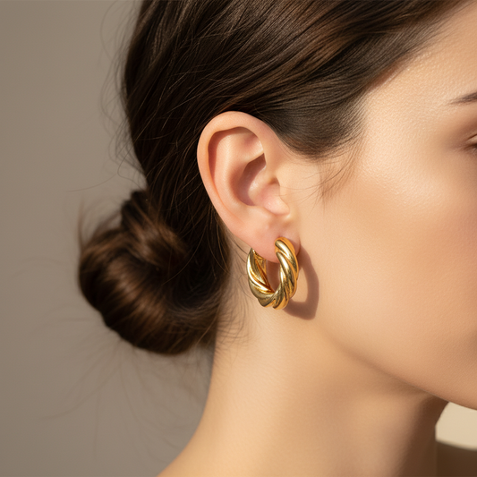 Twisted Round Hoop Earrings