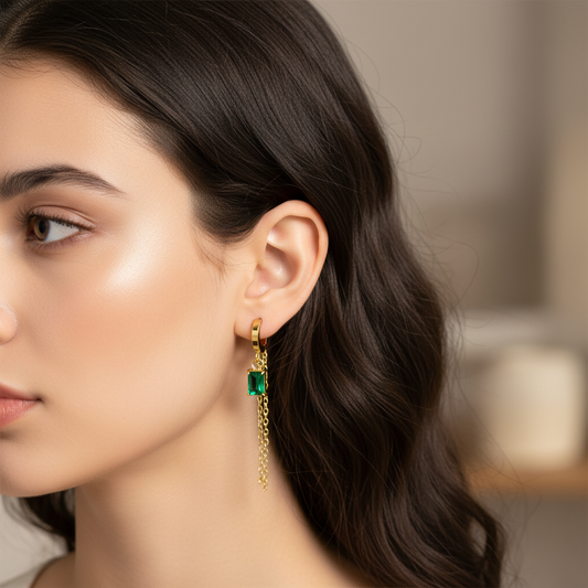 Hoop & Dangling Chain Earrings