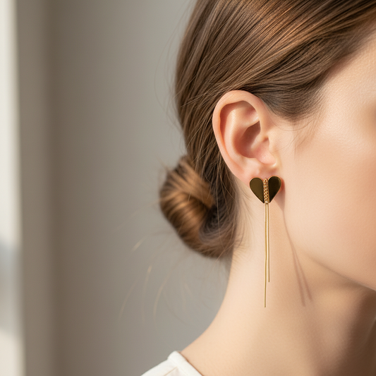 Swaying Heart Gold Earrings