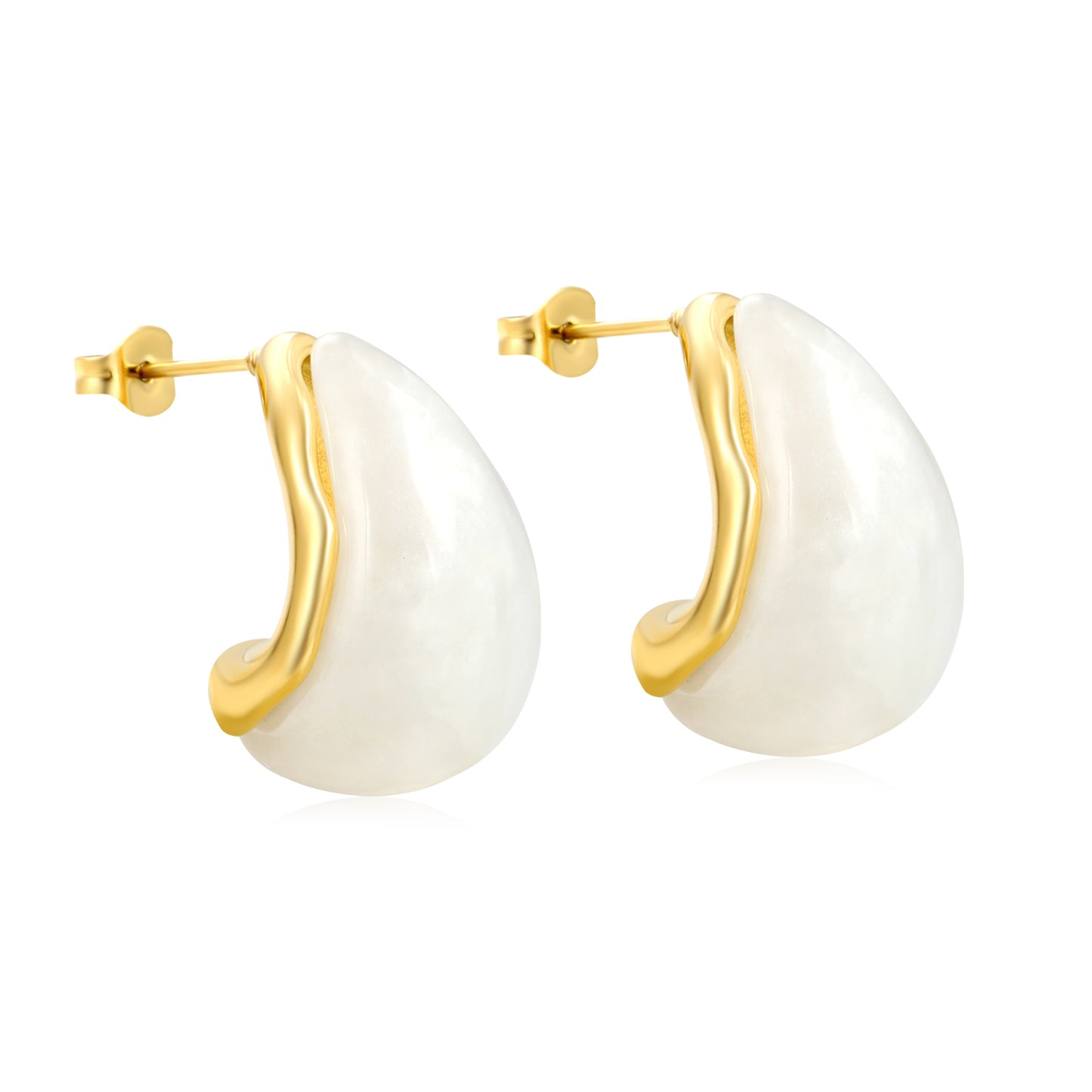 White Enamel Earrings