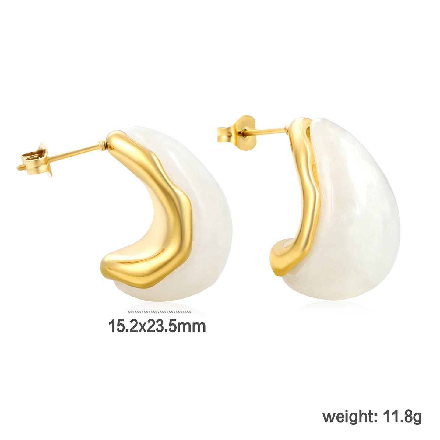 White Enamel Earrings