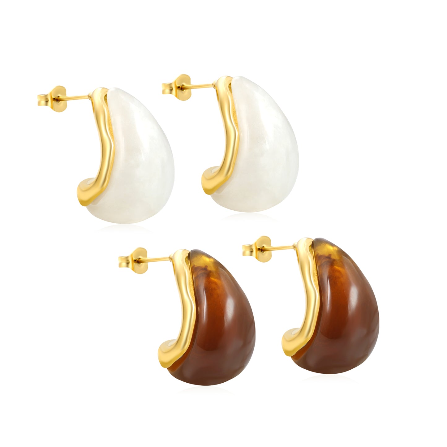Brown Enamel Earrings