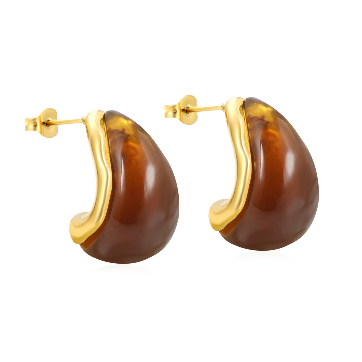 Brown Enamel Earrings