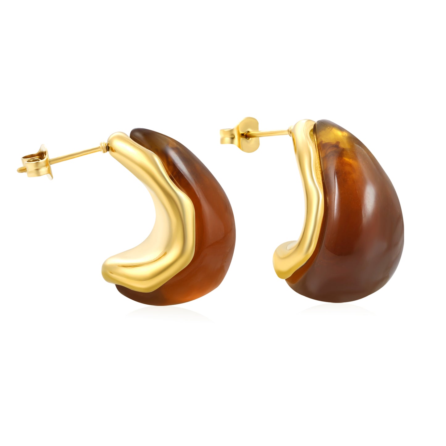 Brown Enamel Earrings