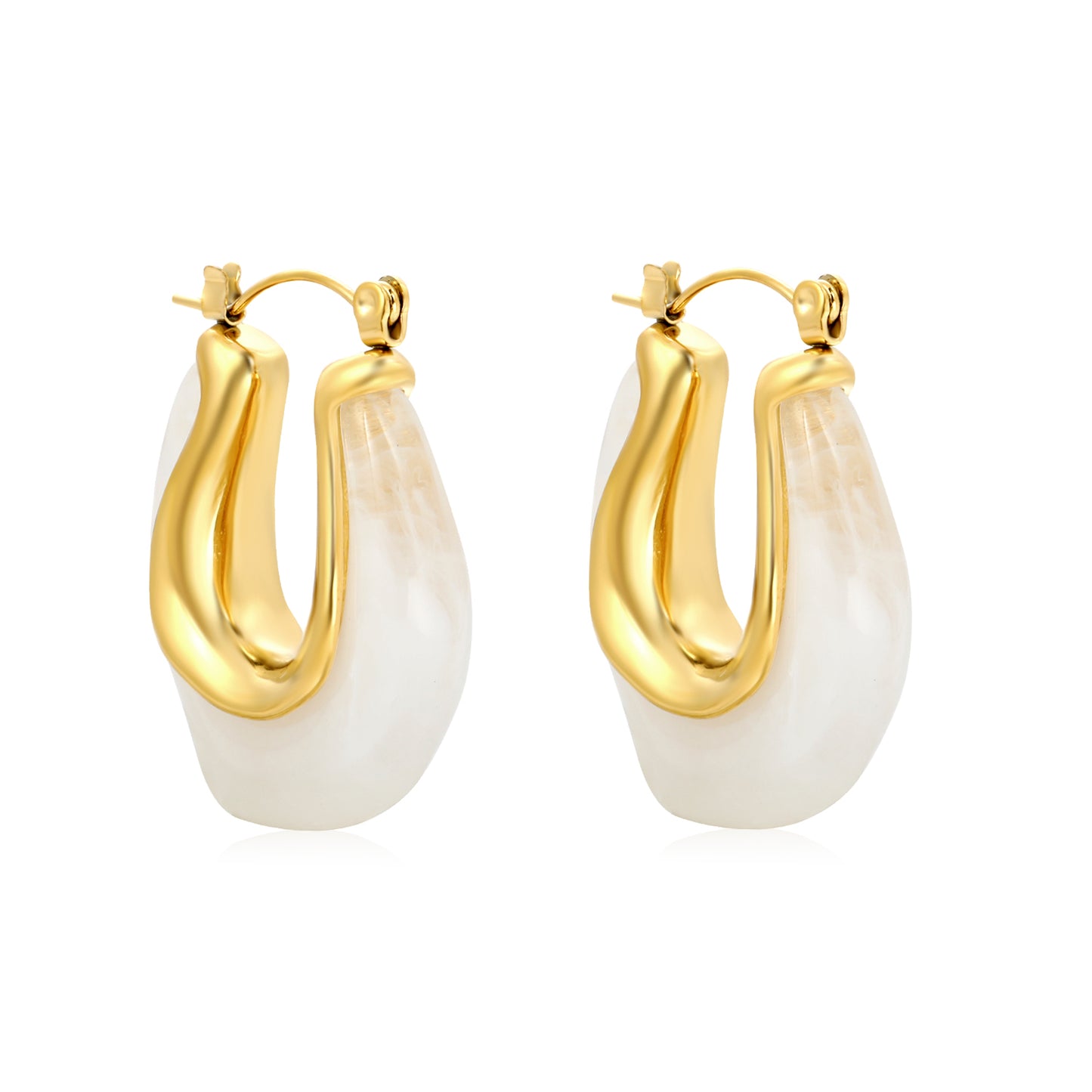 Golden White Raisin Hoop Earrings