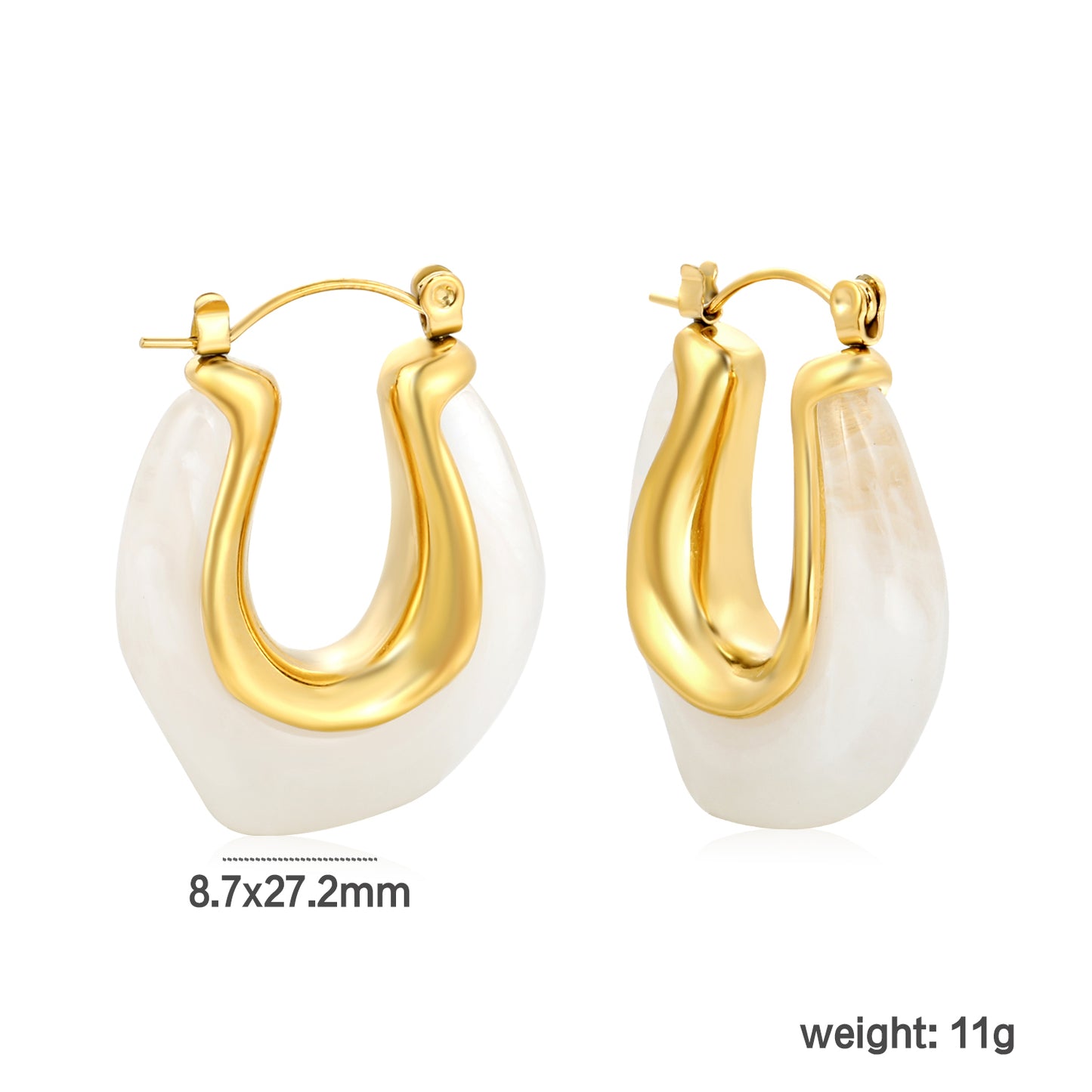 Golden White Raisin Hoop Earrings
