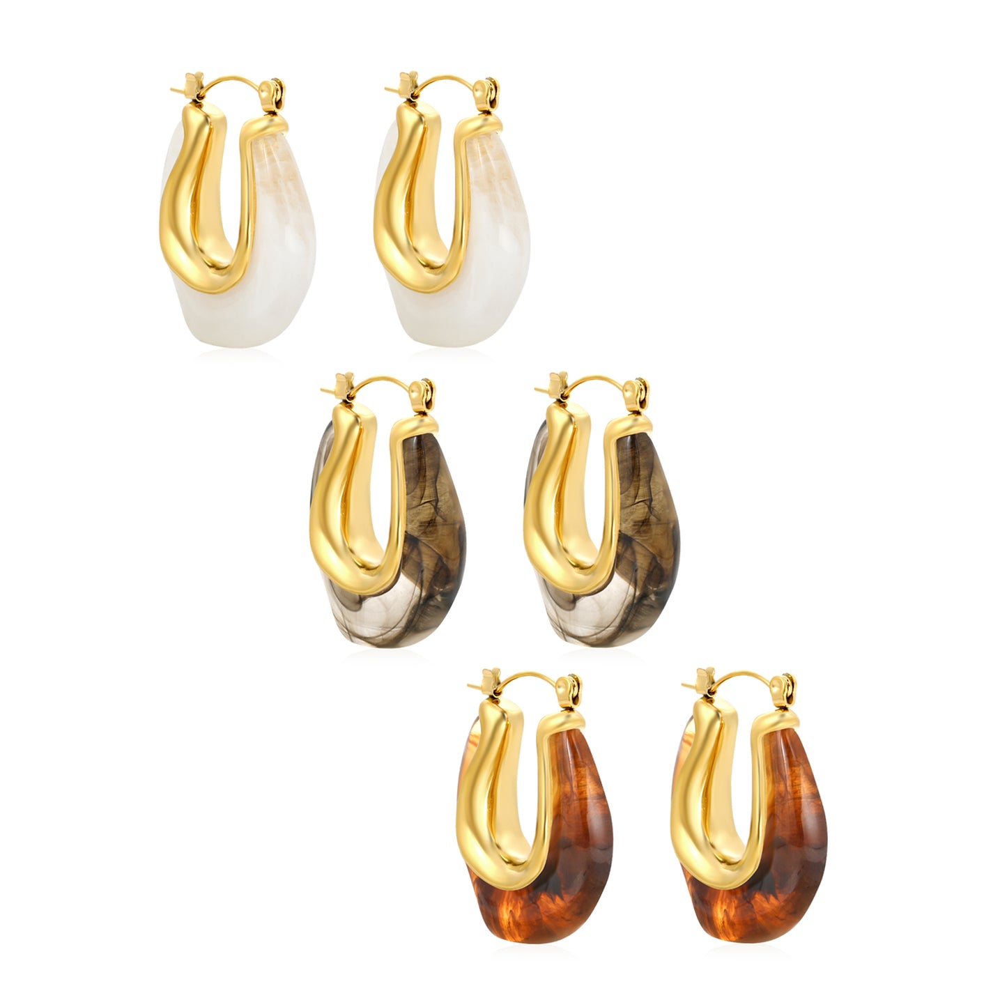 Golden White Raisin Hoop Earrings