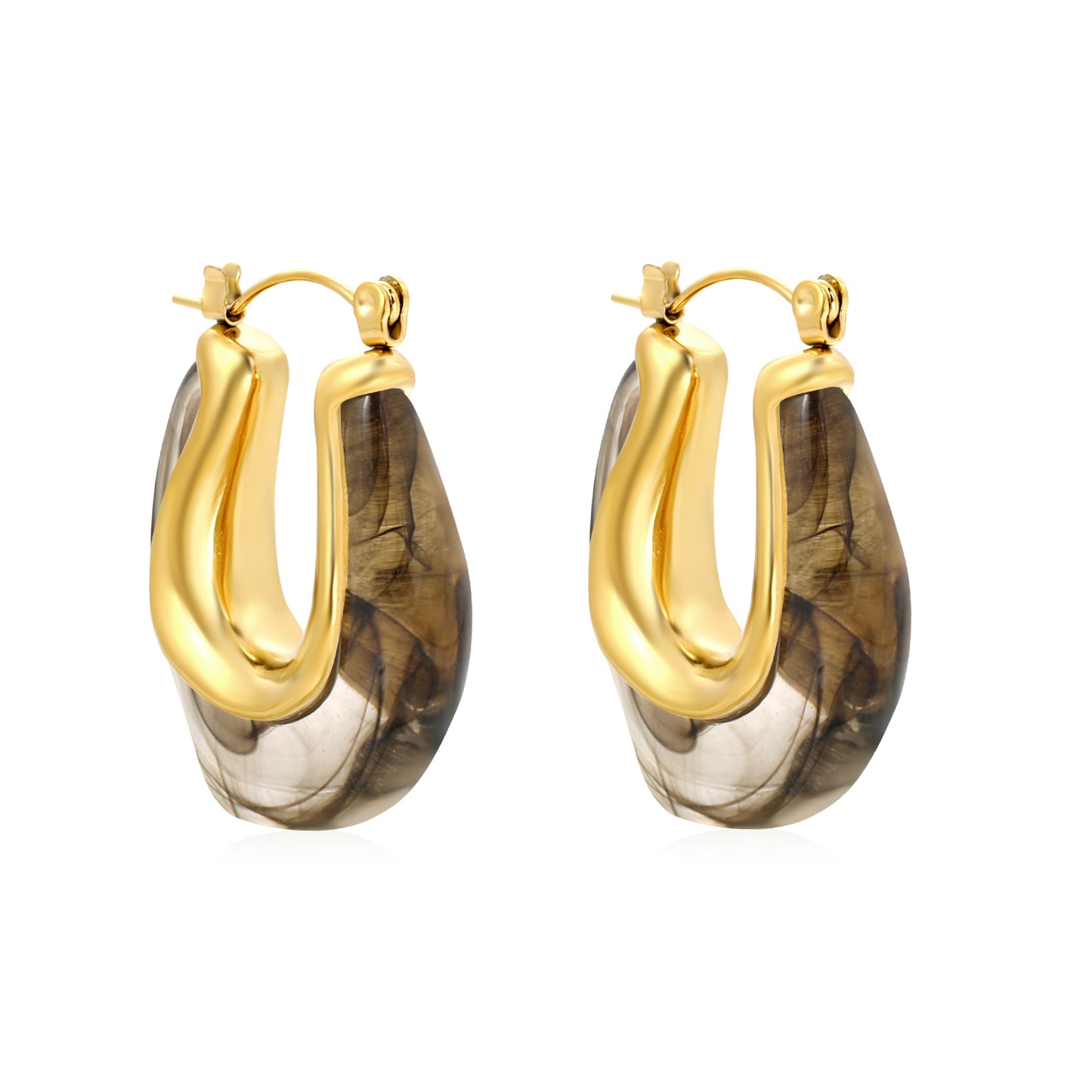 Golden Black Raisin Hoop Earrings