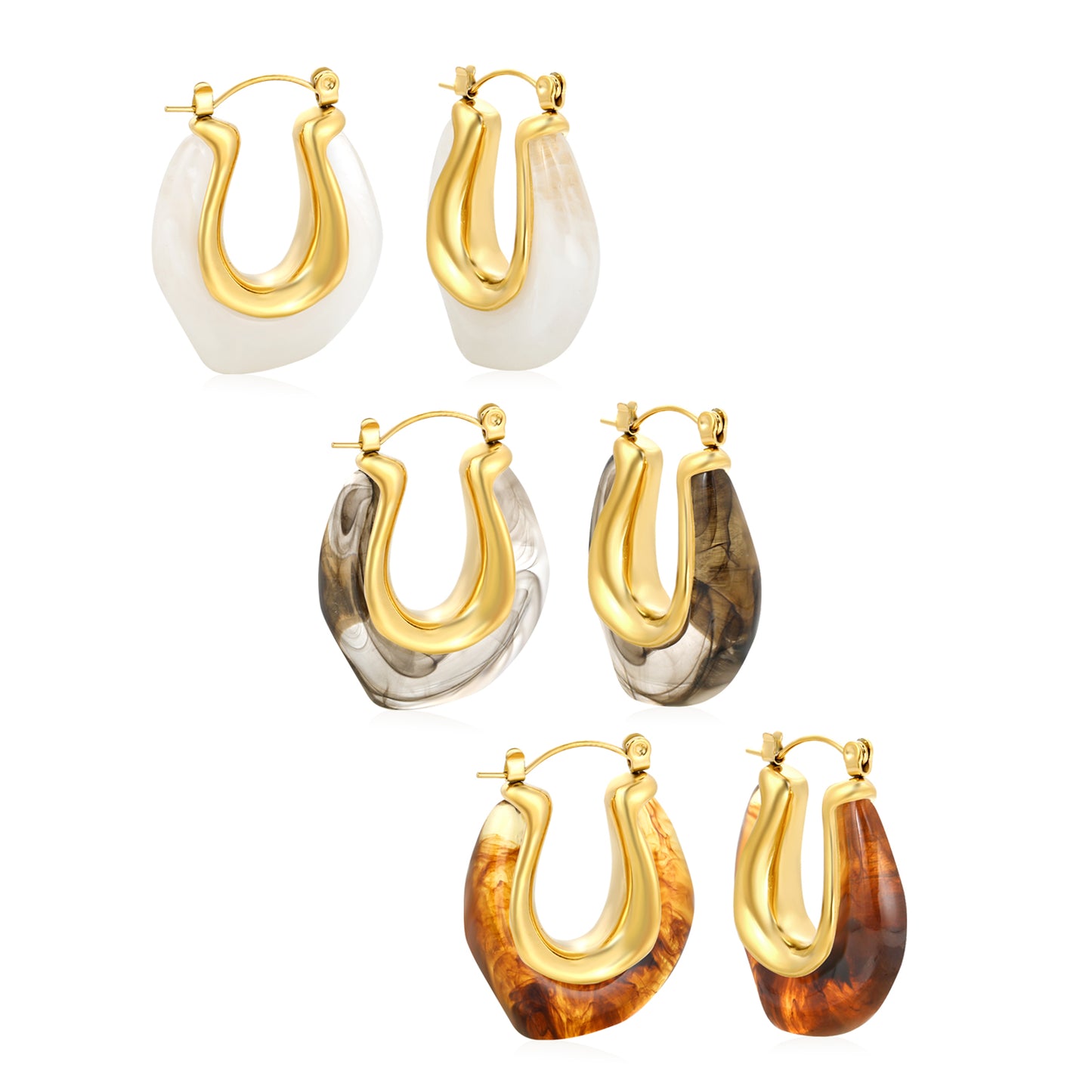 Golden White Raisin Hoop Earrings