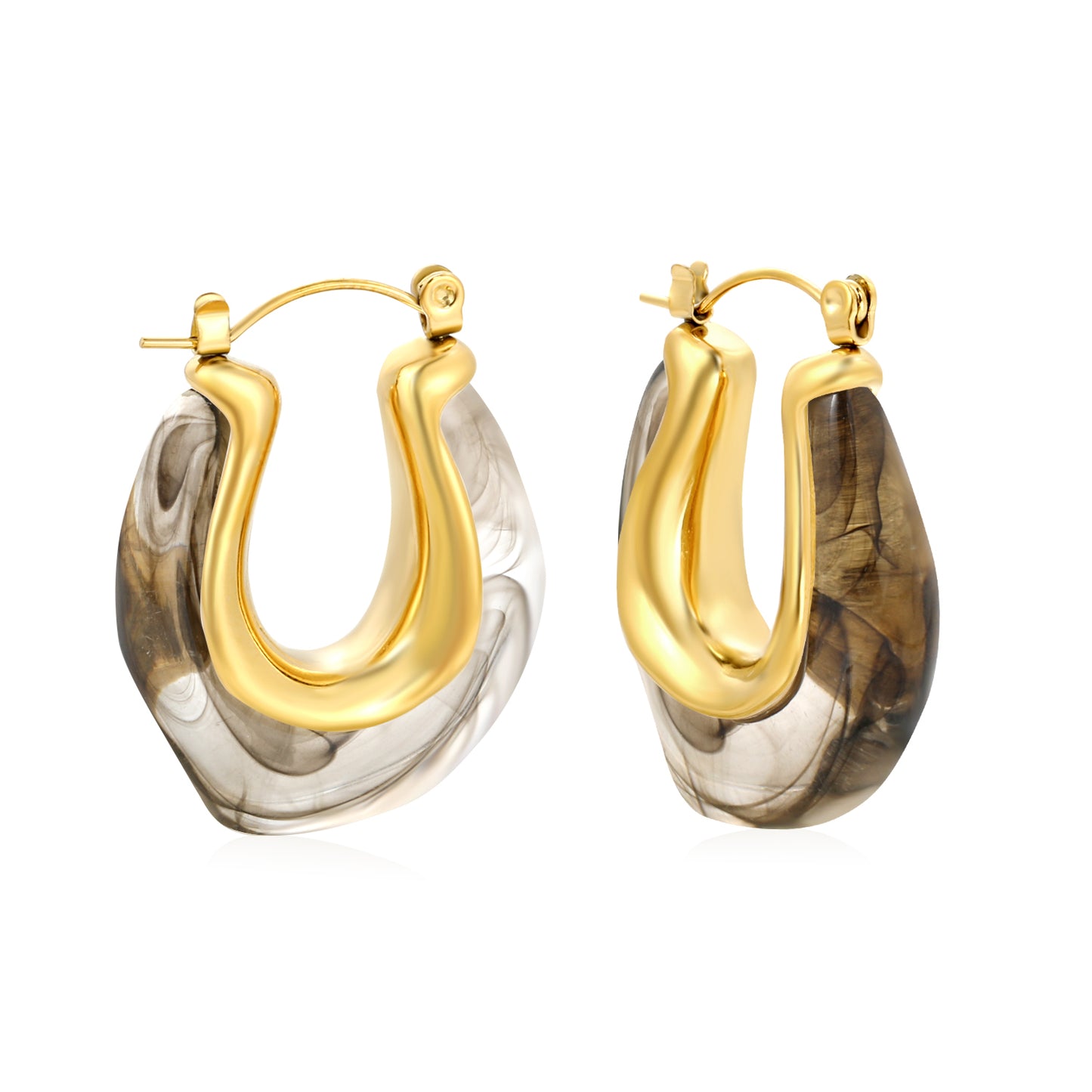 Golden Black Raisin Hoop Earrings