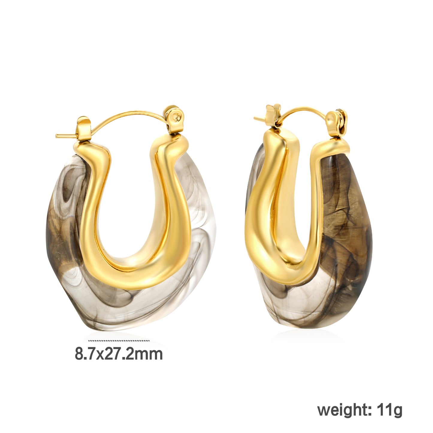 Golden Black Raisin Hoop Earrings