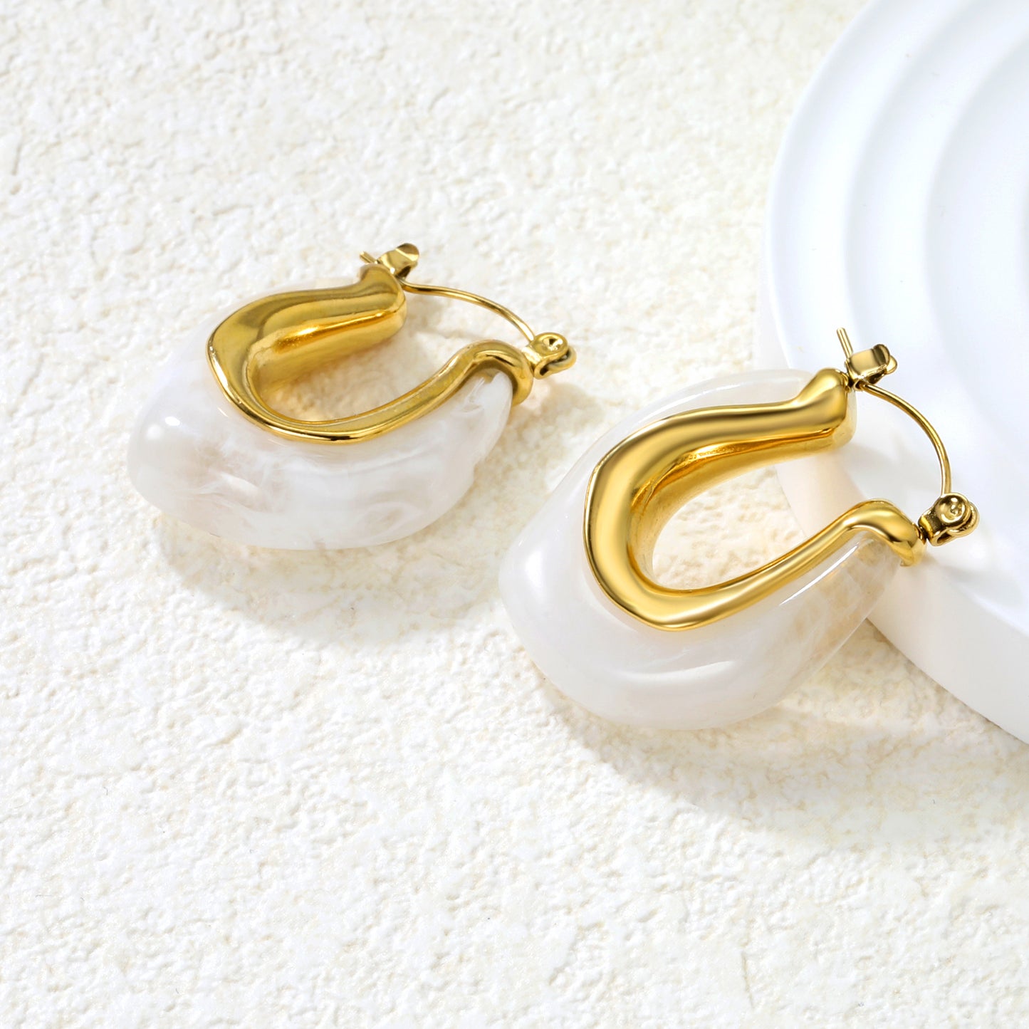 Golden White Raisin Hoop Earrings