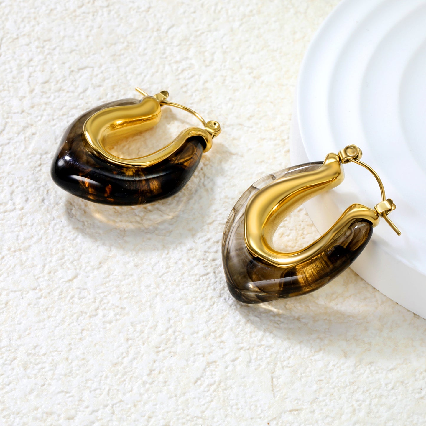 Golden Black Raisin Hoop Earrings