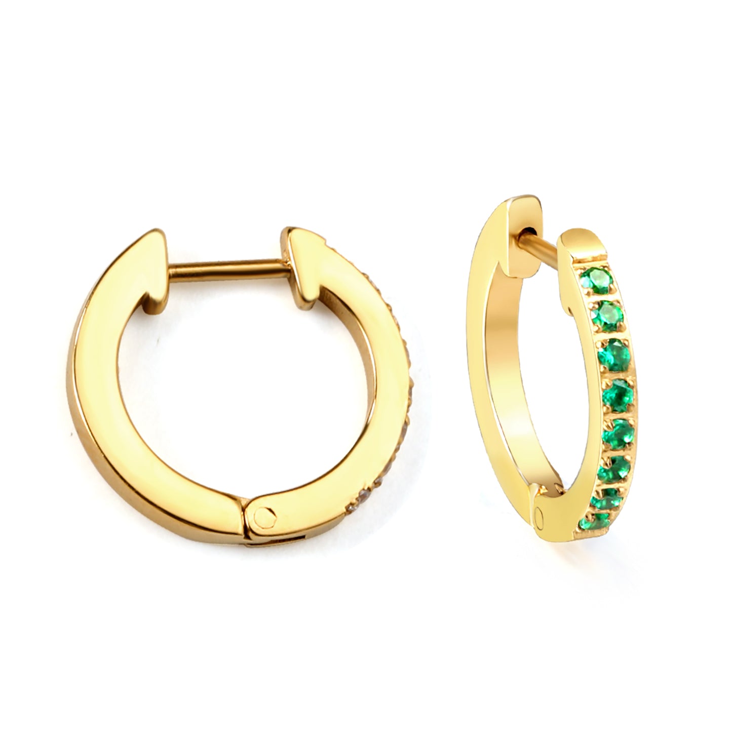 Mini Halo Trace Green Hoop Earrings