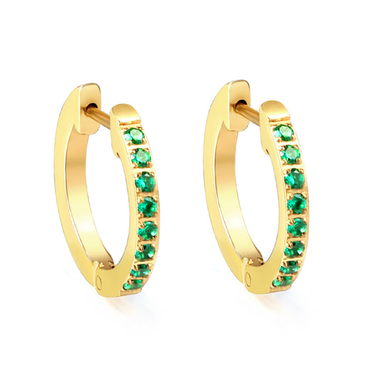 Mini Halo Trace Green Hoop Earrings