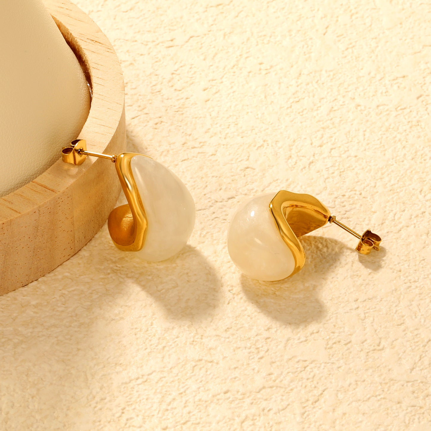 White Enamel Earrings