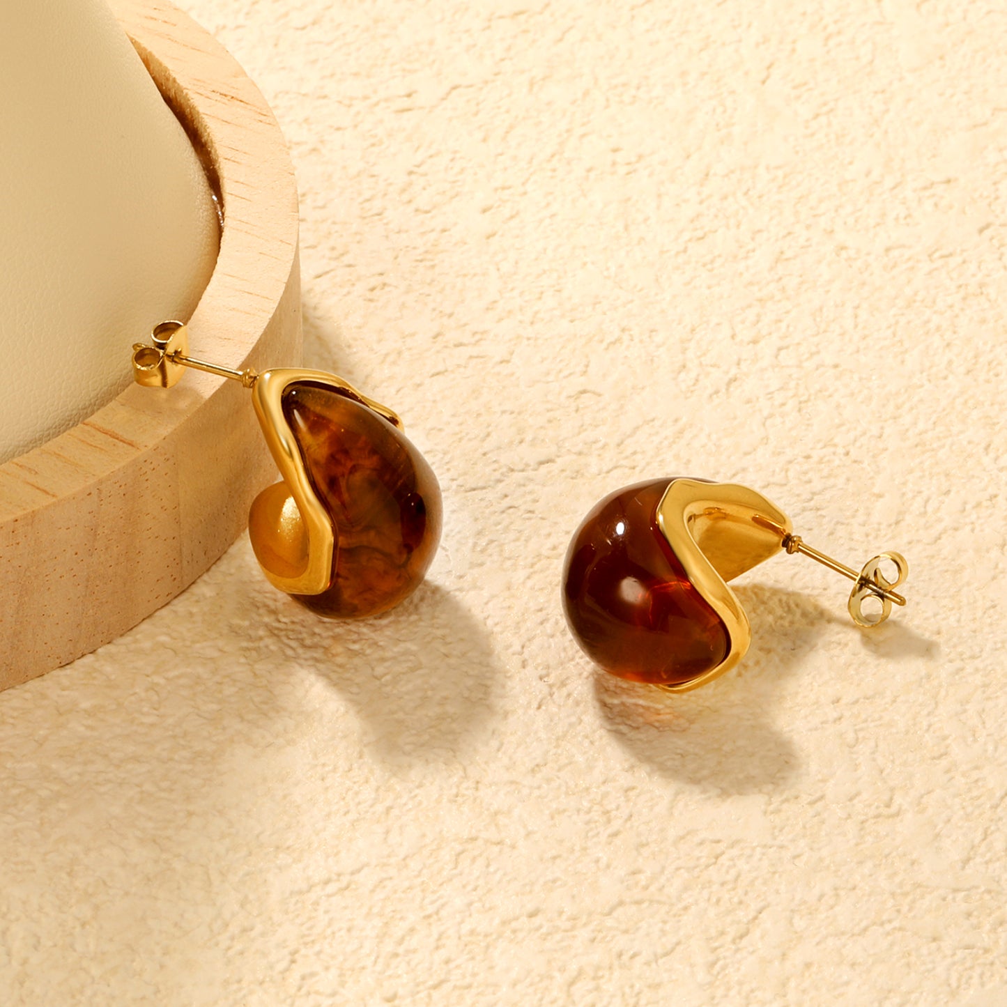 Brown Enamel Earrings