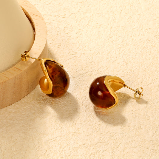 Brown Enamel Earrings
