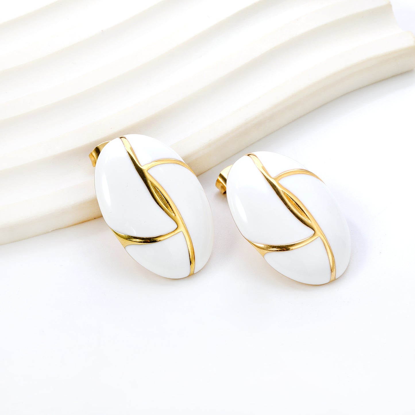 Geometrical White Earrings