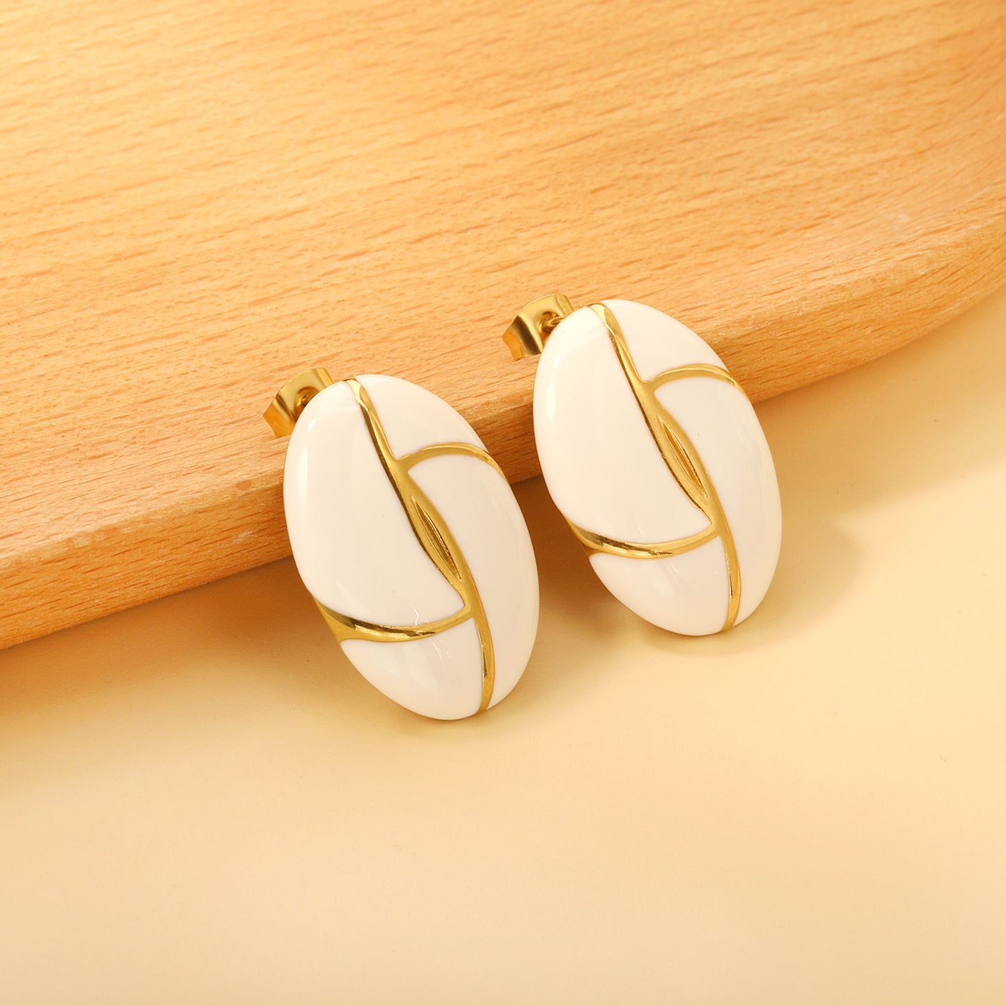 Geometrical White Earrings