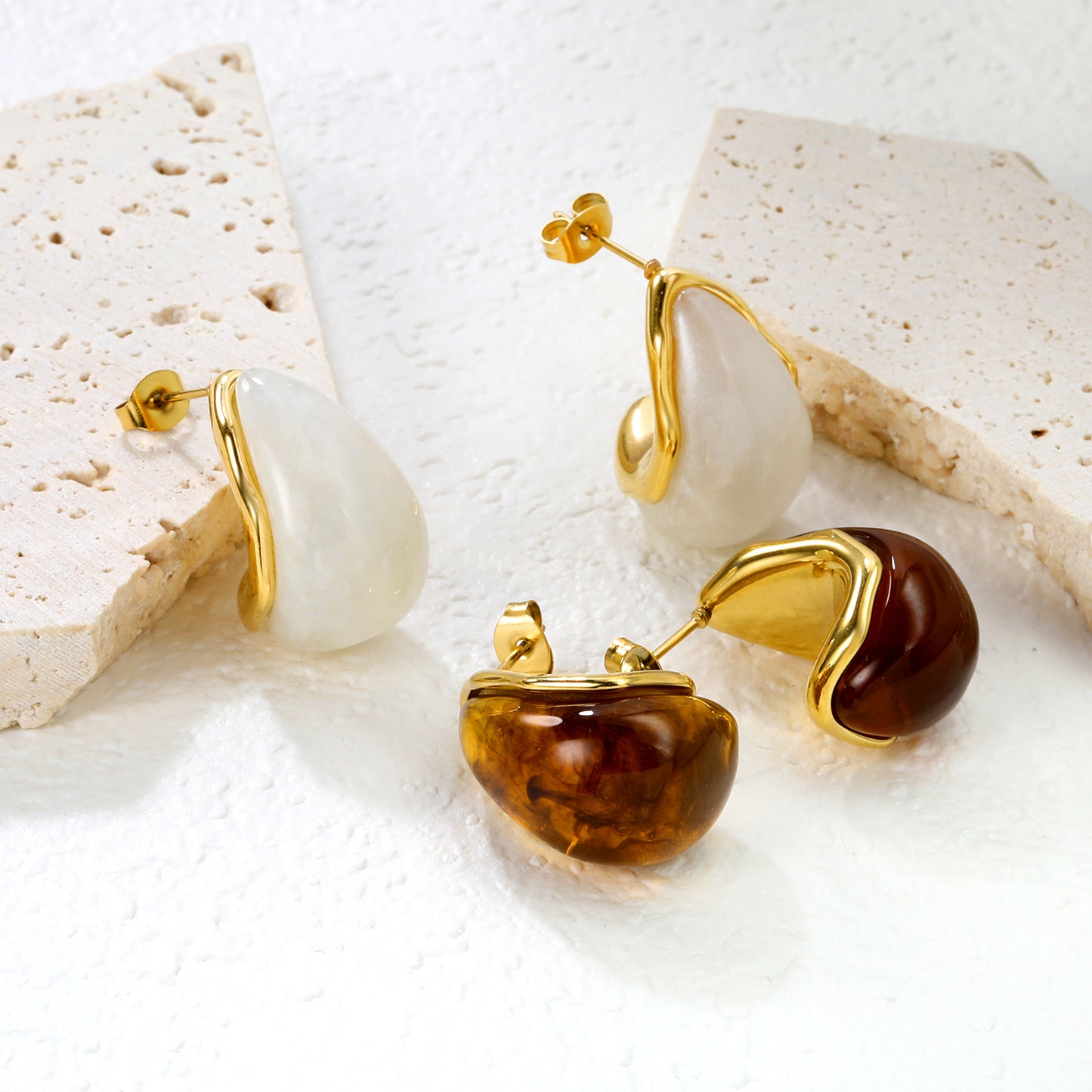 Brown Enamel Earrings