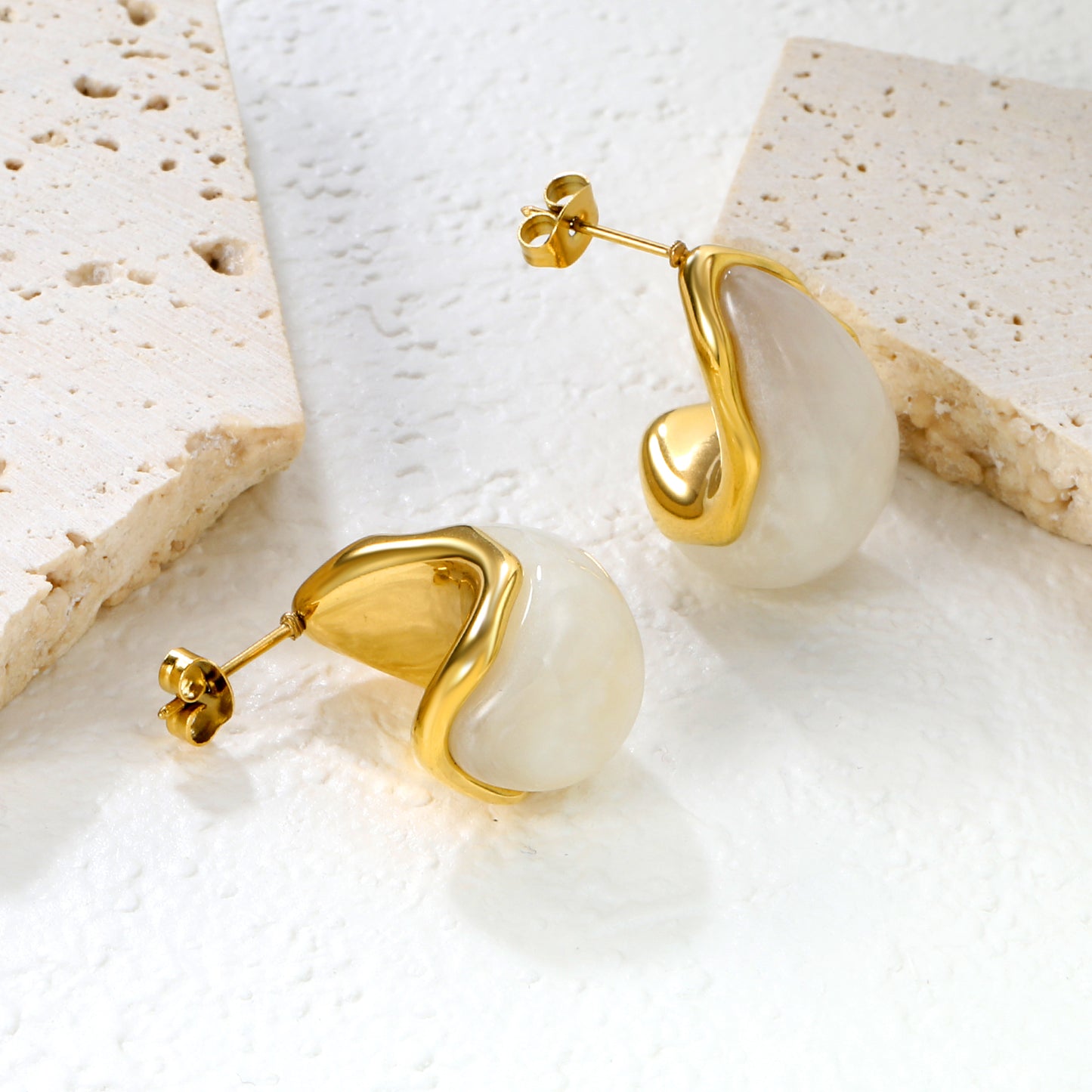 White Enamel Earrings