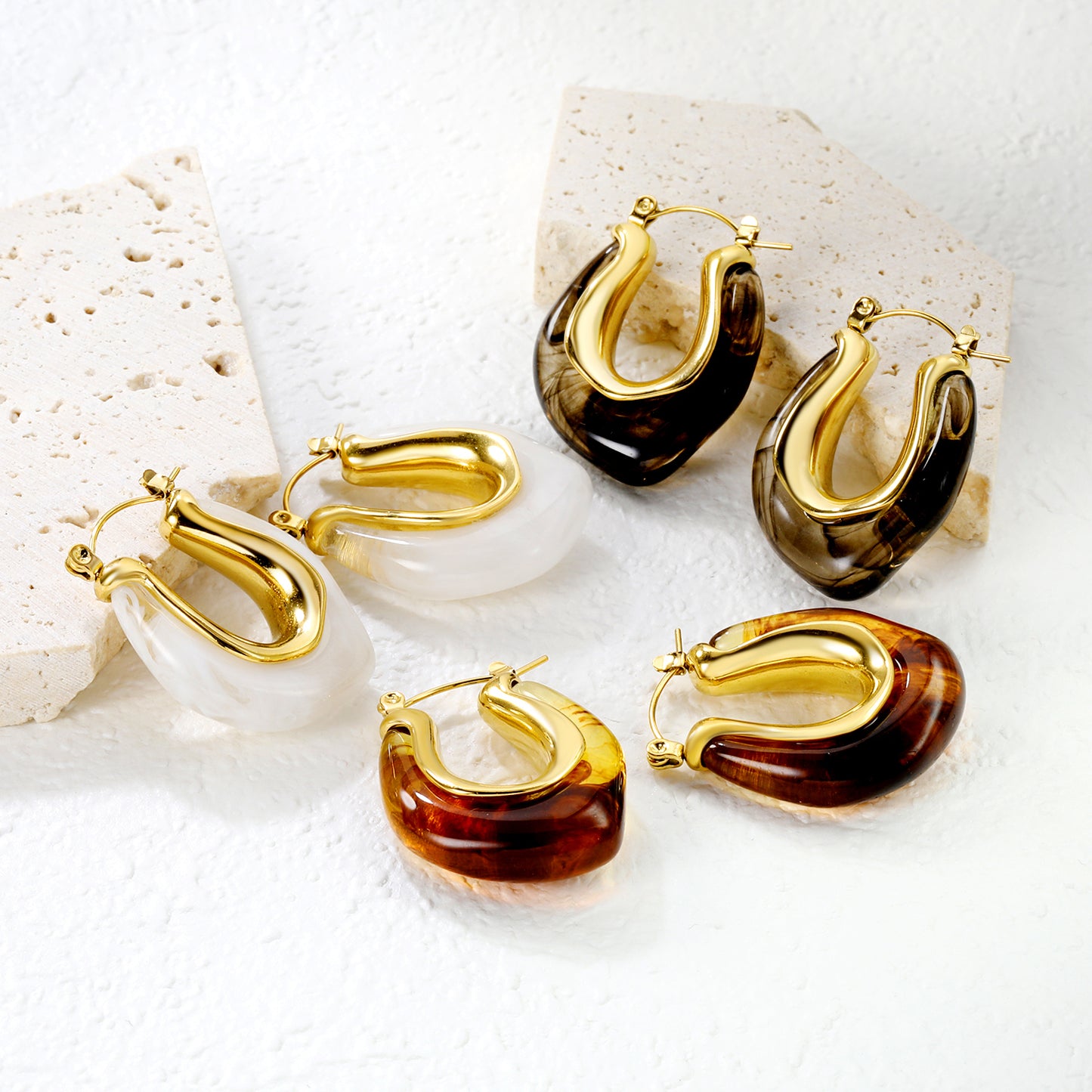 Golden White Raisin Hoop Earrings