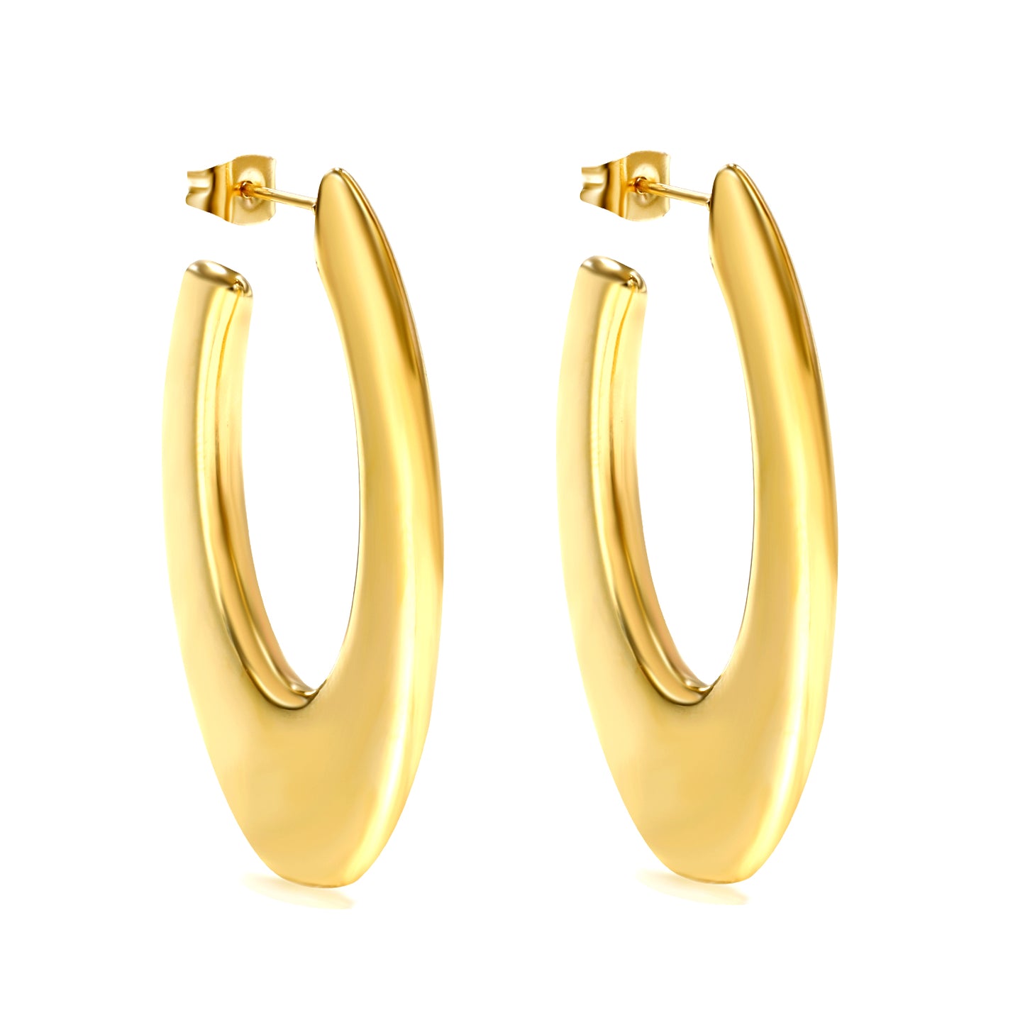 Bold Flat Gold Earrings