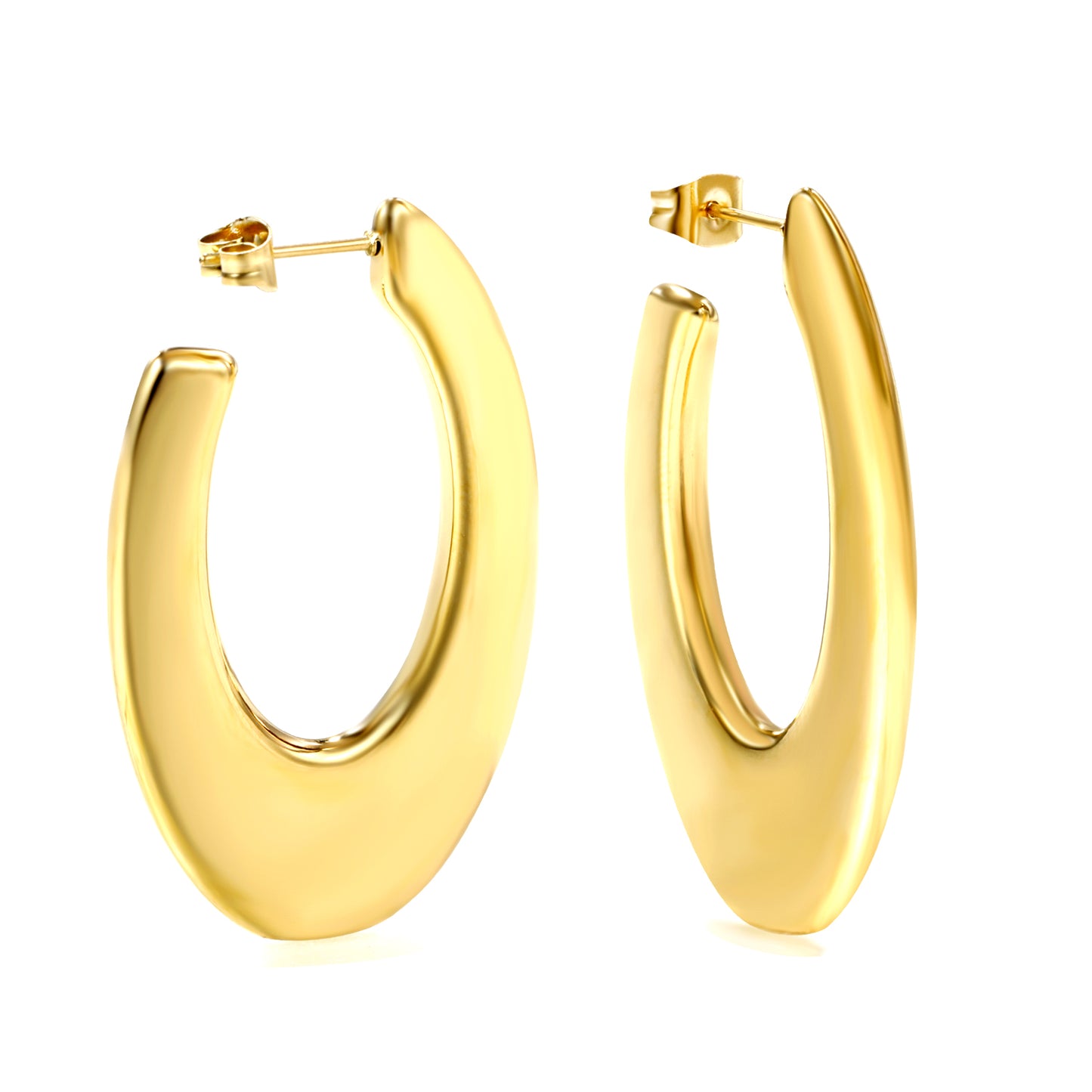 Bold Flat Gold Earrings