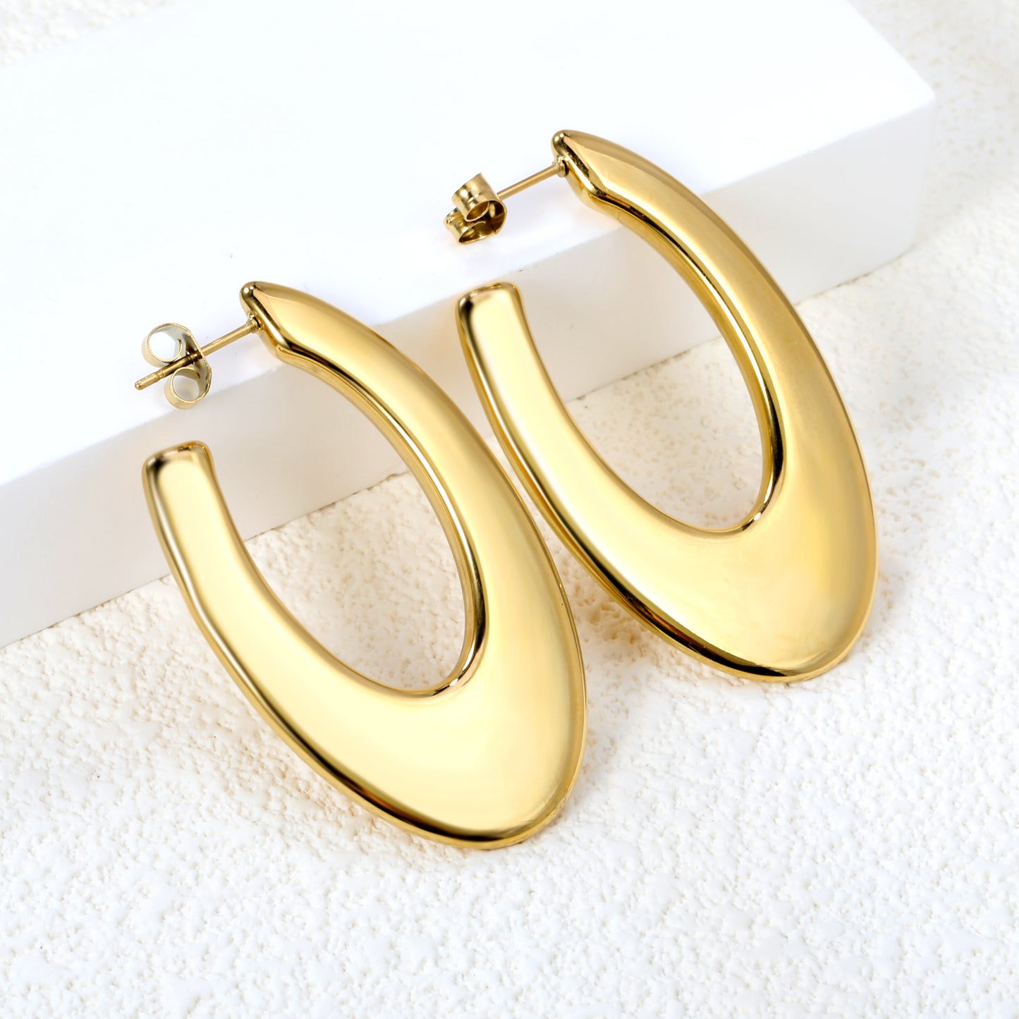 Bold Flat Gold Earrings