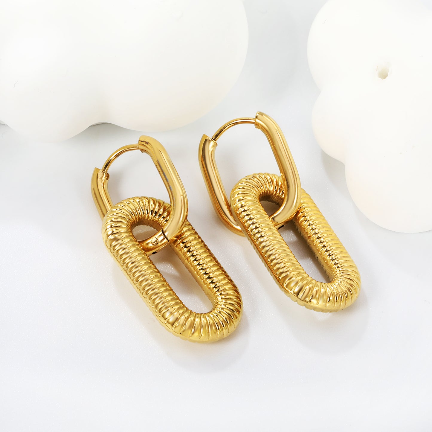 Gold Plated Coil Drop Earrings