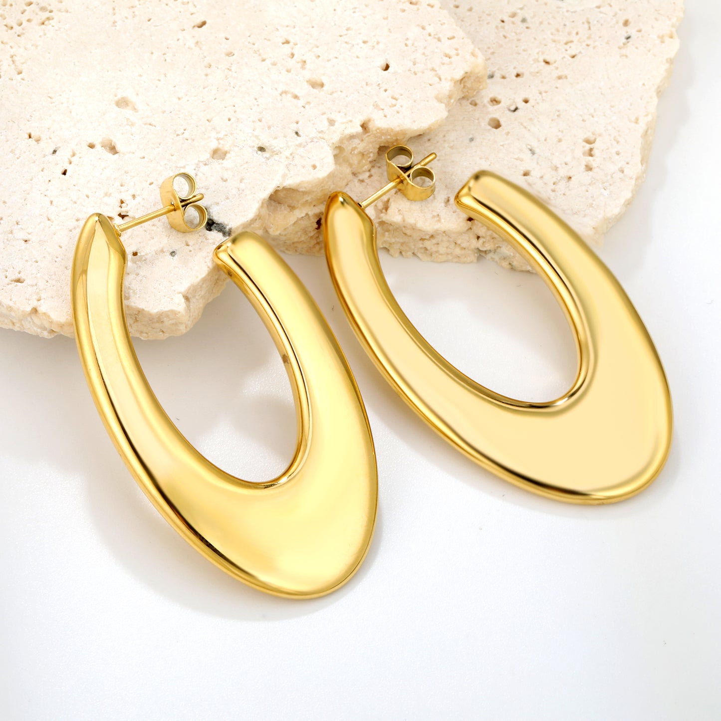 Bold Flat Gold Earrings