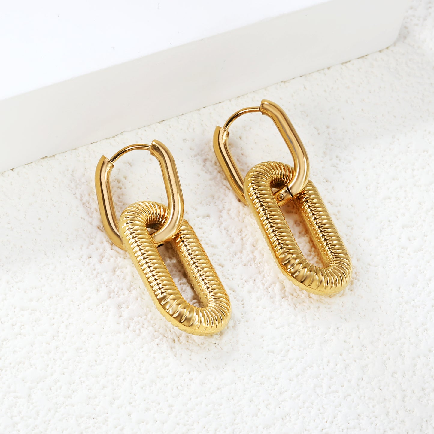 Gold Plated Coil Drop Earrings