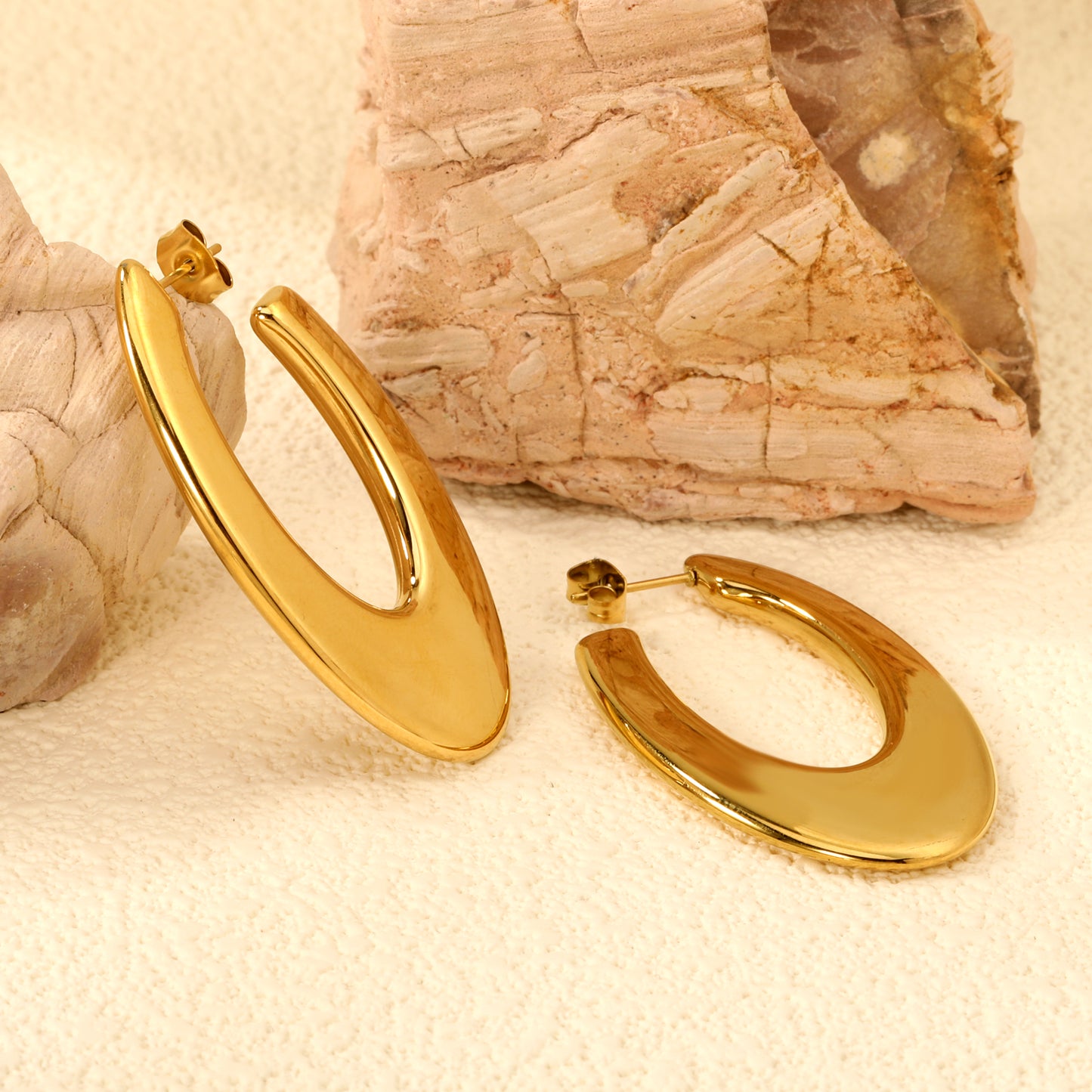 Bold Flat Gold Earrings
