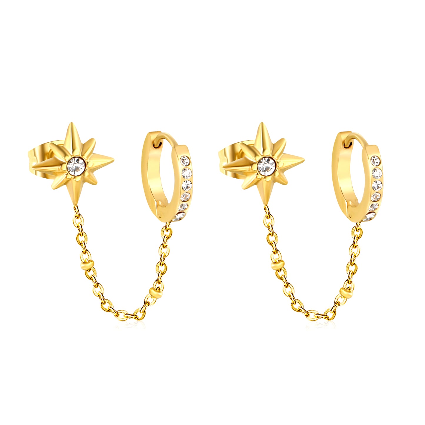 Star Dangling Chain Earrings
