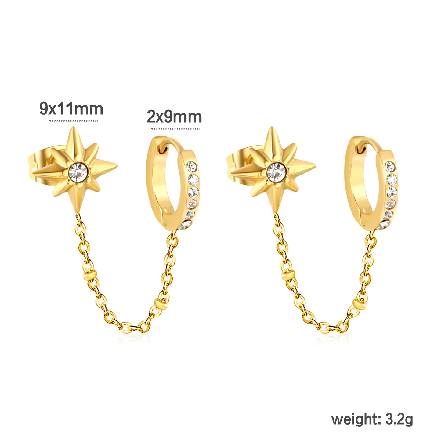 Star Dangling Chain Earrings