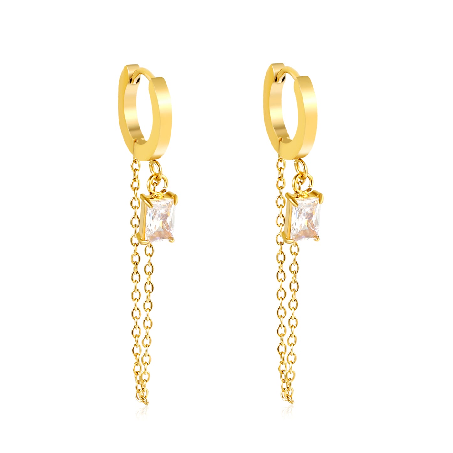 Hoop & Dangling Chain Earrings