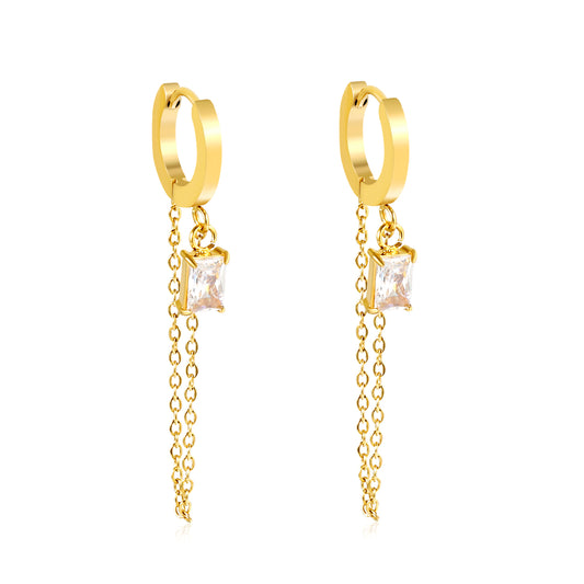 Hoop & Dangling Chain Earrings